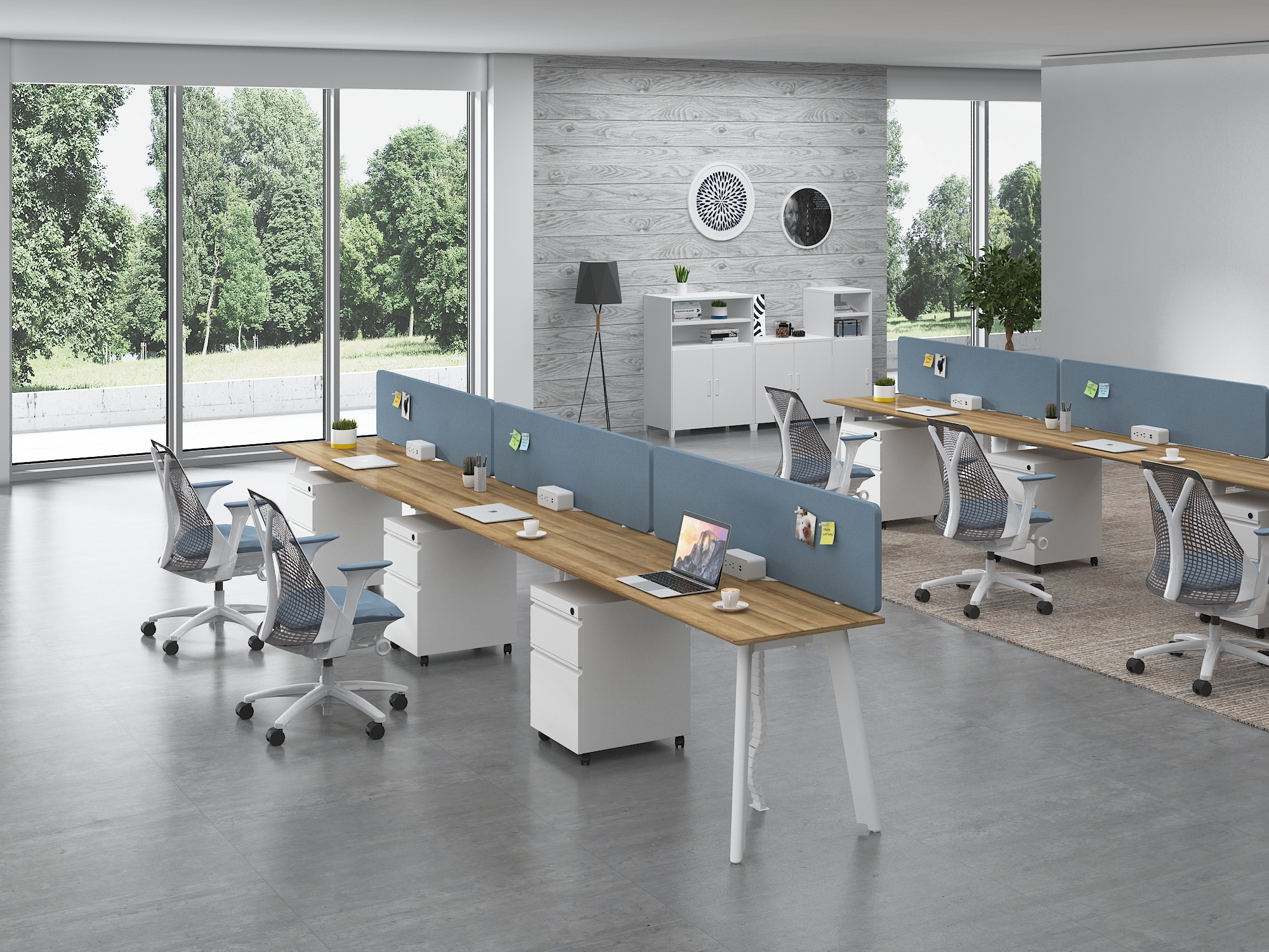 Modern European Style Multi Use Furniture Office Desk Three Person-TBS-3P-6030.XX